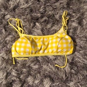 Yellow and white plaid bikini top